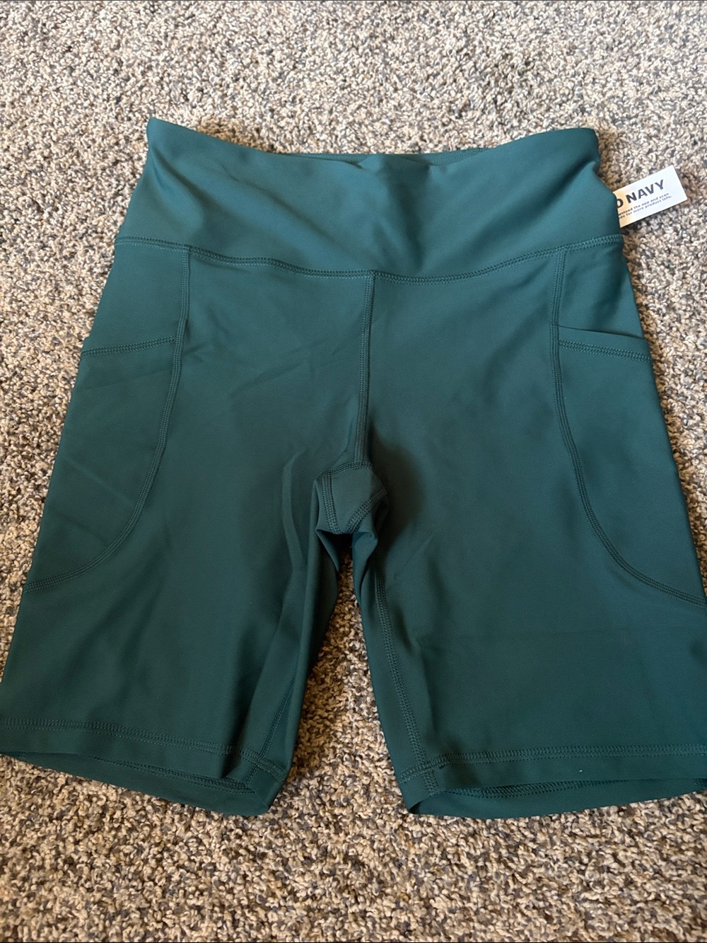 Old Navy Women's High-Rise Teal Green Bike Shorts with Side Pockets